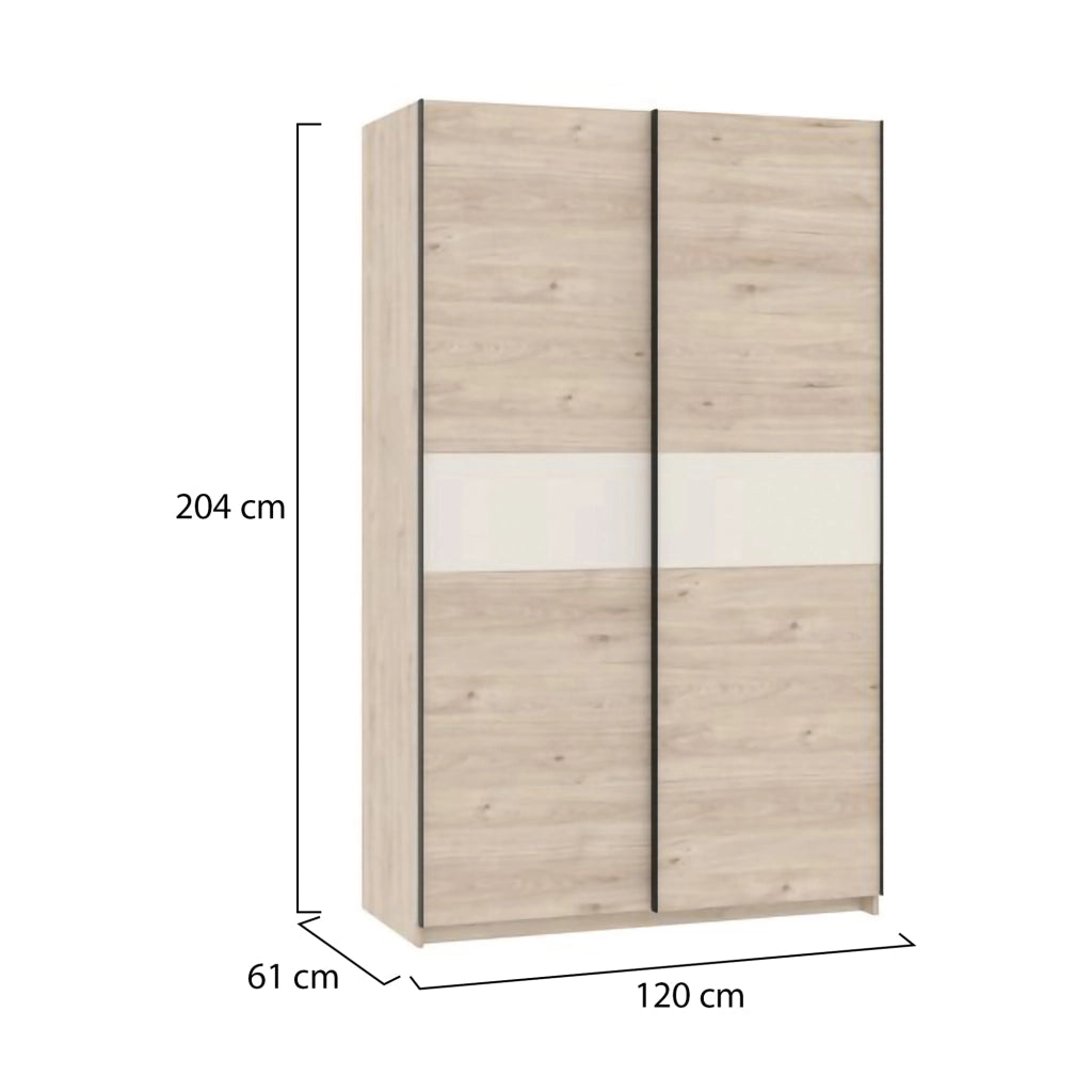 Armadio Camera da Letto Maba, Guardaroba 2 Ante 2 Ripiani, 120x204h cm Marrone Rovere