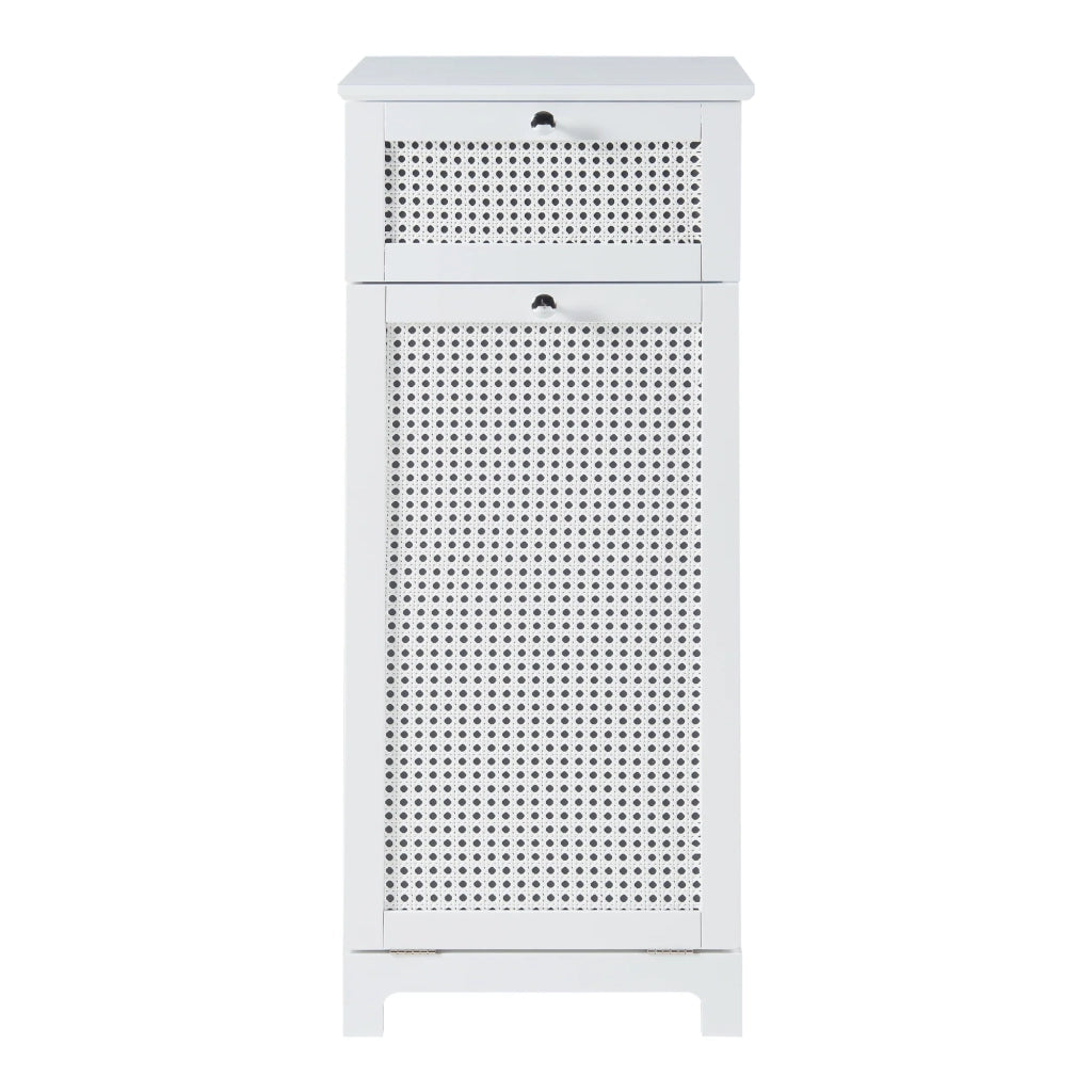 Mobile lavanderia in MDF PVC effetto rattan 90 x 38 x 40 cm bianco 03_0010147