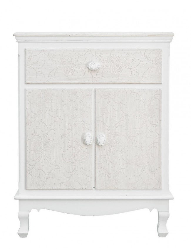 Mobiletto 2 Ante 1 Cassetto MDF Bianco Classico da Interno - ALBINE