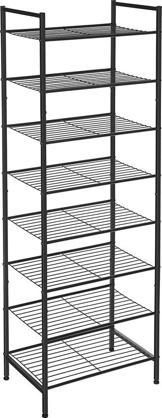 Rack per scarpe con 8 livelli per 16-24 pair di scarpe - Spaziale e con grande capacità di stoccaggio - 446 x 305 x 1285 cm nero LMR028B01 Rack per scarpe