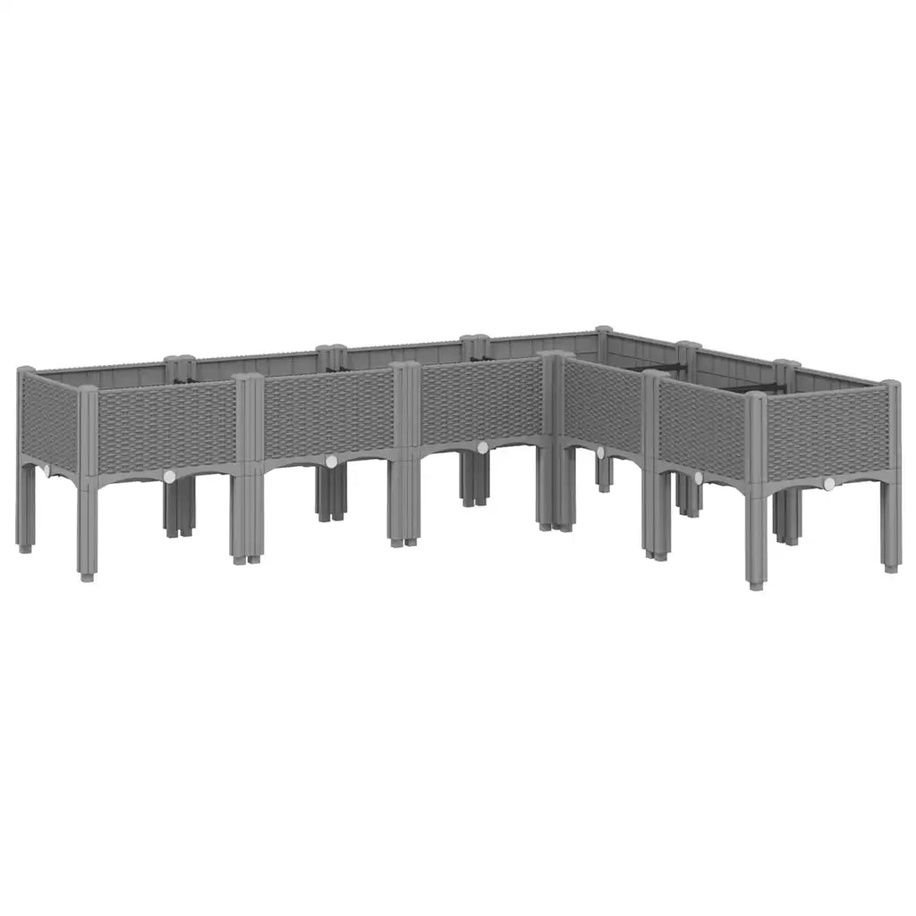 Fioriera da Giardino con Gambe Grigio Chiaro 160x120x42 cm PP 367907
