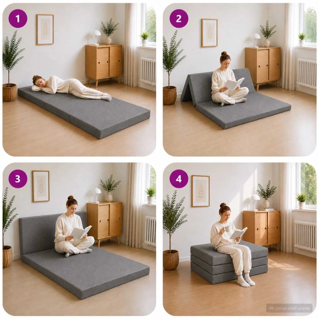 Divano Letto Pieghevole 90 x 67 x 45 cm Grigio Chiaro 900184