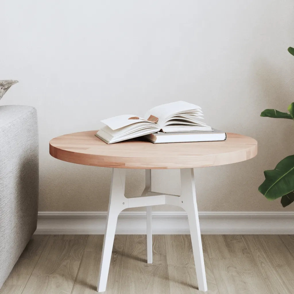 Piano per Tavolo Ã˜50x2,5 cm Rotondo in Legno Massello di Faggio
