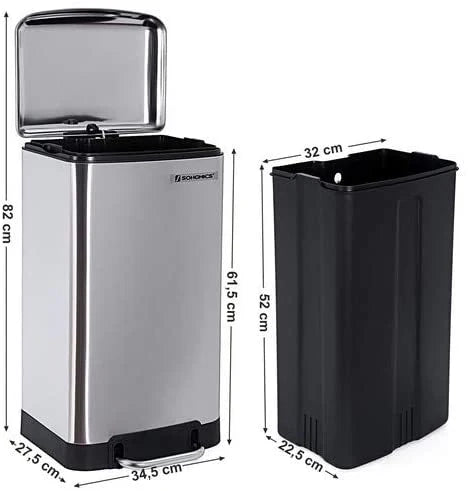 Pattumiera a pedale in acciaio inox da cucina 30 L 12_0000916