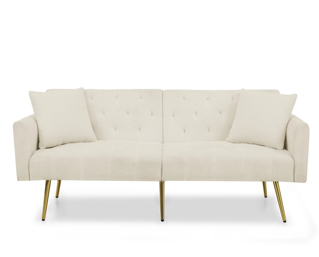 Divano a due posti in teddy fleece con schienale regolabile a 3 posizioni; beige