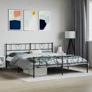 Giroletto senza Materaso con Pediera in Metallo Nero 180x200 cm 355485