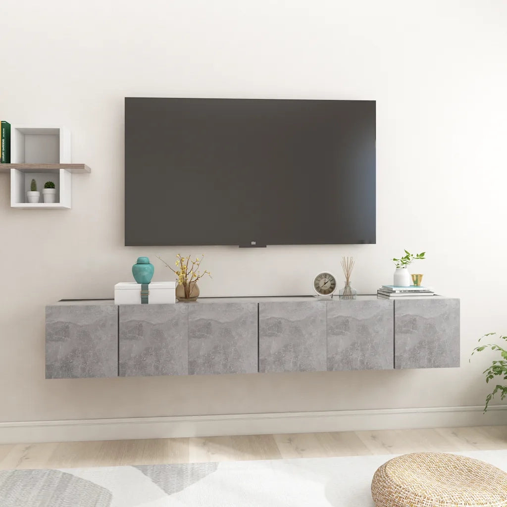 Mobili Porta TV Pensili 3pz Grigio Cemento 60x30x30 cm 804522