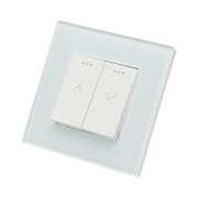 Interruttore doppio per tapparelle bianche da incasso 220V, 16AX, spia luminosa, cornice in vetro 86x86x34mm