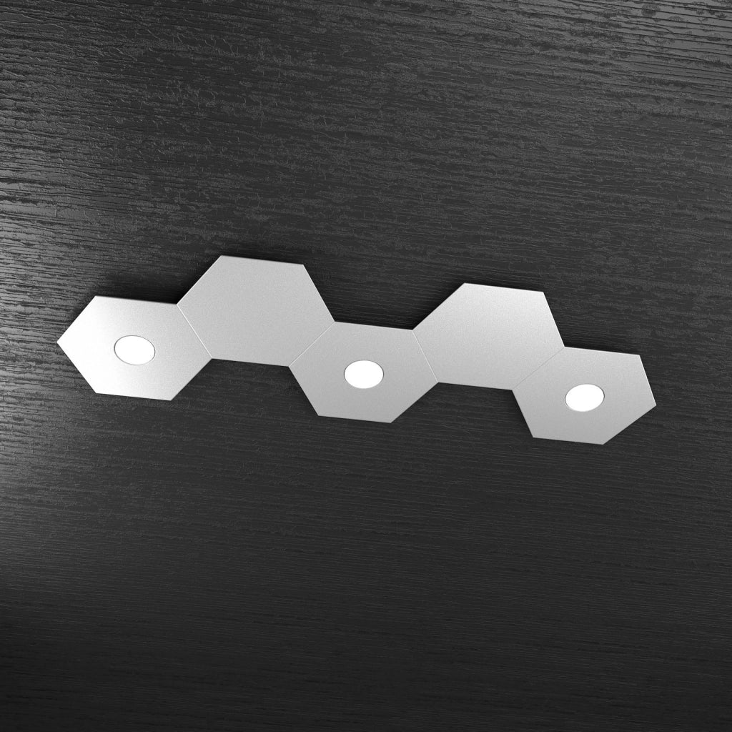 HEXAGON APPLIQUE-PLAFONIERA 3 LUCI + 2 DECORATIVO GRIGIO 1142-3L2D-GR