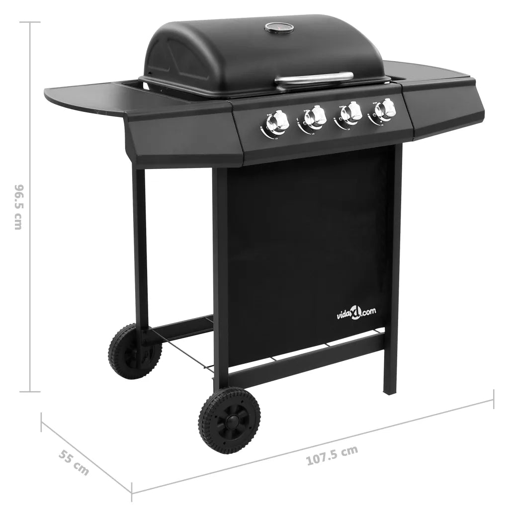 Griglia Barbecue a Gas con 4 Bruciatori Nera CFW6106544
