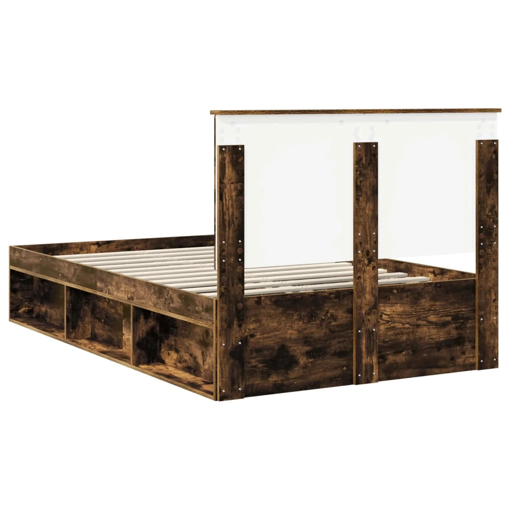Struttura del letto Rovere fumé 135 x 190 cm Pino massello 3409367