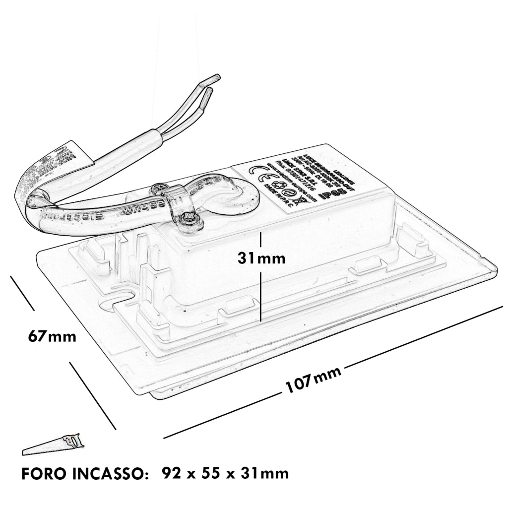 Segnapassi esterno LED faretto 3W incasso 503 luce 4000K IP65 scale gradini giardino cornice silver bianco 230V