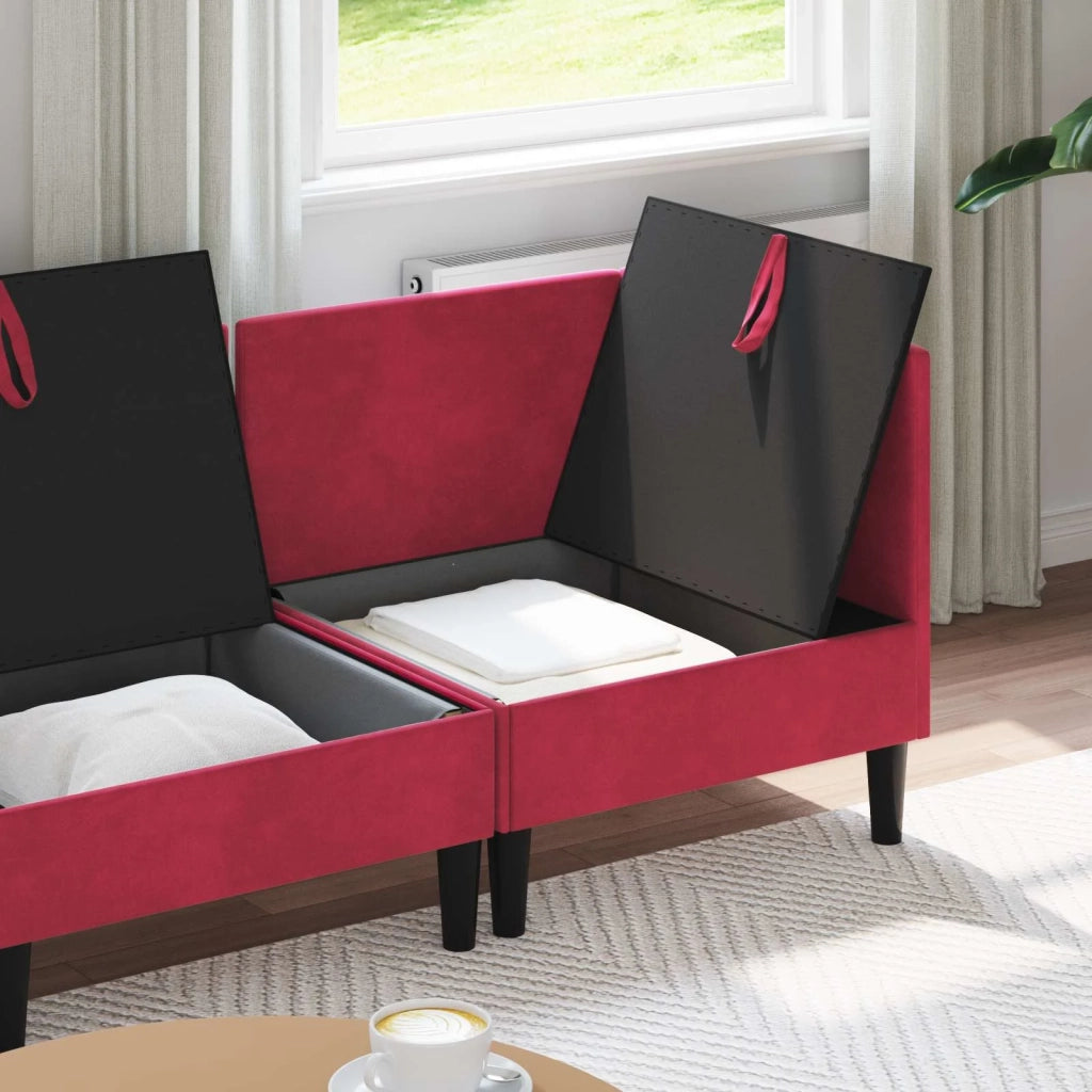 Set di mobili per il soggiorno 4 pcs Rosso Vino Velluto