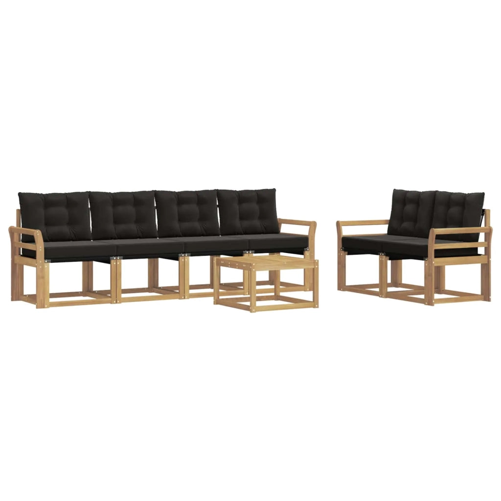 Set di divani da esterno con cuscino 7 pcs Bianco e Nero