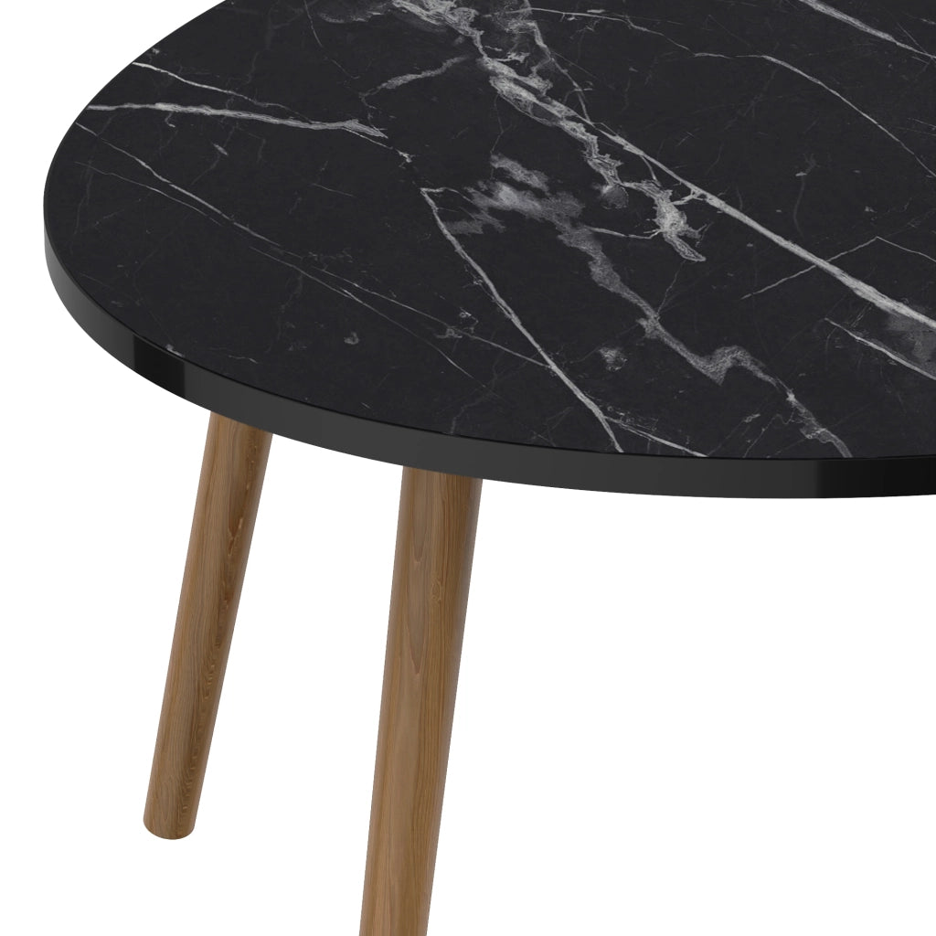 Tavolino Basso da caffè 'Sindal' (AxLxP) 41 x 90 x 50 cm Tavolino da Salotto con Gambe in Legno e Piano Ovale - Marmo