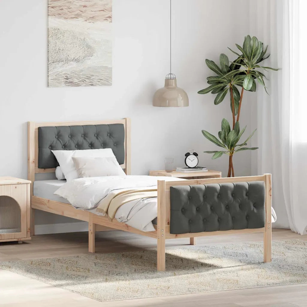 Struttura del letto Grigio scuro 75 x 190 cm Pino massello