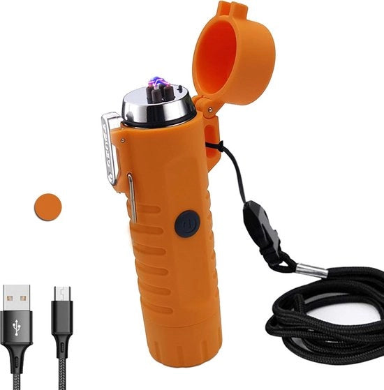 Accendino elettrico ricaricabile impermeabile - inerte e stagnante - per campeggio all'aperto escursioni - arancione