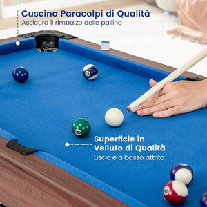 Tavolo da Biliardo, Tavolo da Gioco Biliardo in Legno con Set di Palline 2 Steccette 2 Gessi Triangolo Spazzola, Mini Tavolo da Biliardo per Sala Giochi bar Palestra, 122x61x76 cm