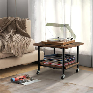 Supporto per Stampante, Carrello Stampante con Ruote Girevoli a 360⁰, Design Rimovibile, Superficie Ampia e Liscia, di Legno e Acciaio, 49 x 40 x 37 cm (Marrone)