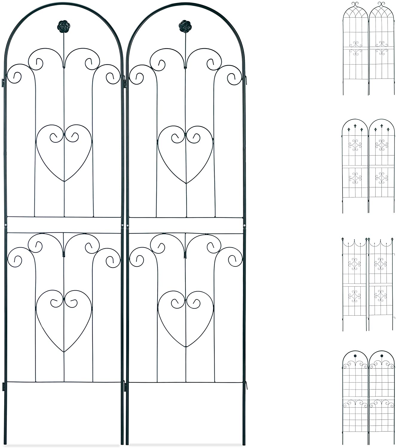 Recinzione a traliccio per piante rampicanti ad arco da giardino in ferro set da 2 verde 13_0002896