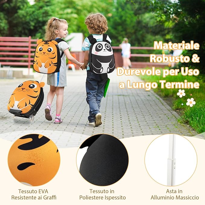 Set di Valigia per Bambini, Valigia+ Zaino, 2 Pezzi, con Ruote Girevoli a 360° e Maniglia Retrattile, Ideale per Viaggiare in Modo Comodo e Divertente (Modello 18)