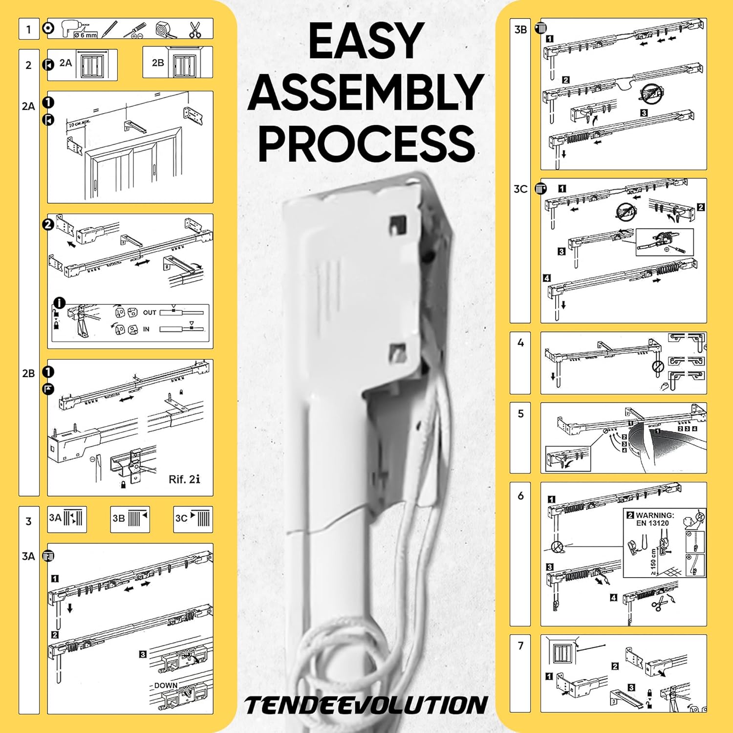 Bastone Binario Riloga Zineffa Scorritenda Estensibile in alluminio laccato bianco alta qualità, estesensibile da 122 a 215 cm