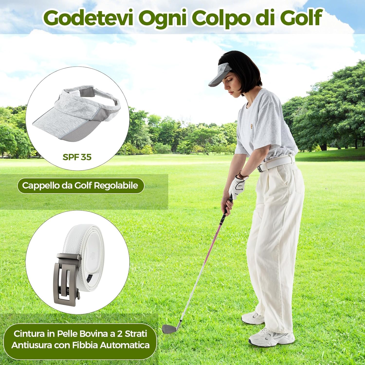 Set Completo da Golf, Tee da Golf, Asciugamano, Cintura da Golf, Cappello da Golf, Attrezzo per Divot, Segnapallina & Borsa Portaoggetti, Scatola Regalo Golf per Uomo e Donna