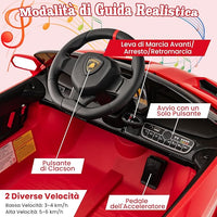 Lamborghini Macchina Elettrica per Bambini, Auto Elettrica Cavalcabile con Telecomando Luci LED, 3 Velocità, 3-6 km/h, per Bambini 3-8 Anni (Rosso)