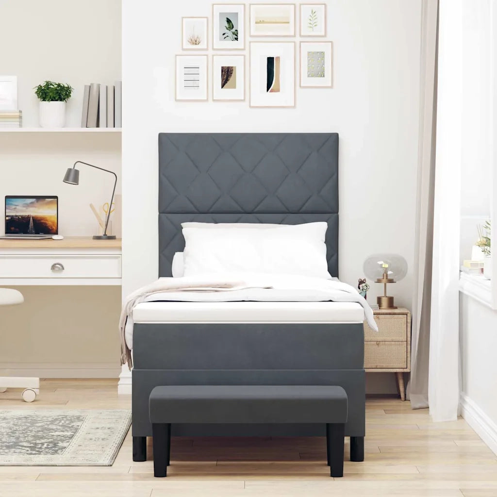 Letto a molle con testiera Grigio scuro 200 x 90 cm Velluto 3344553