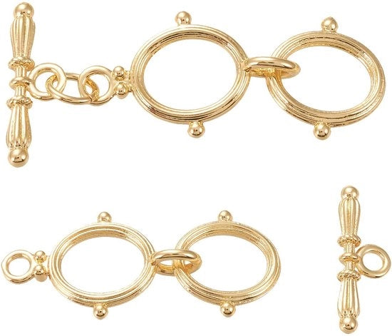 Impugnature a scatto 6 set - 18 K lamina d'alluminio dorata - chiusure a doppio anello - barra metallica - creare gioielli - leggero e resistente agli urti