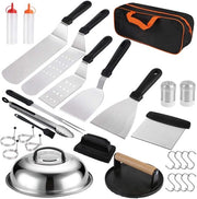 Set di accessori per griglia - Acciaio inossidabile - 29 pezzi - Per hamburger - Tasaportatile
