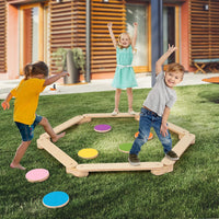 Trave Equilibrio in Legno, Pietre Miliari per Bambini, Trave da Ginnastica in Legno per Interni e Esterni, Ideale per Bambini dai 3 ai 7 anni, 70 x 10 x 1,8cm