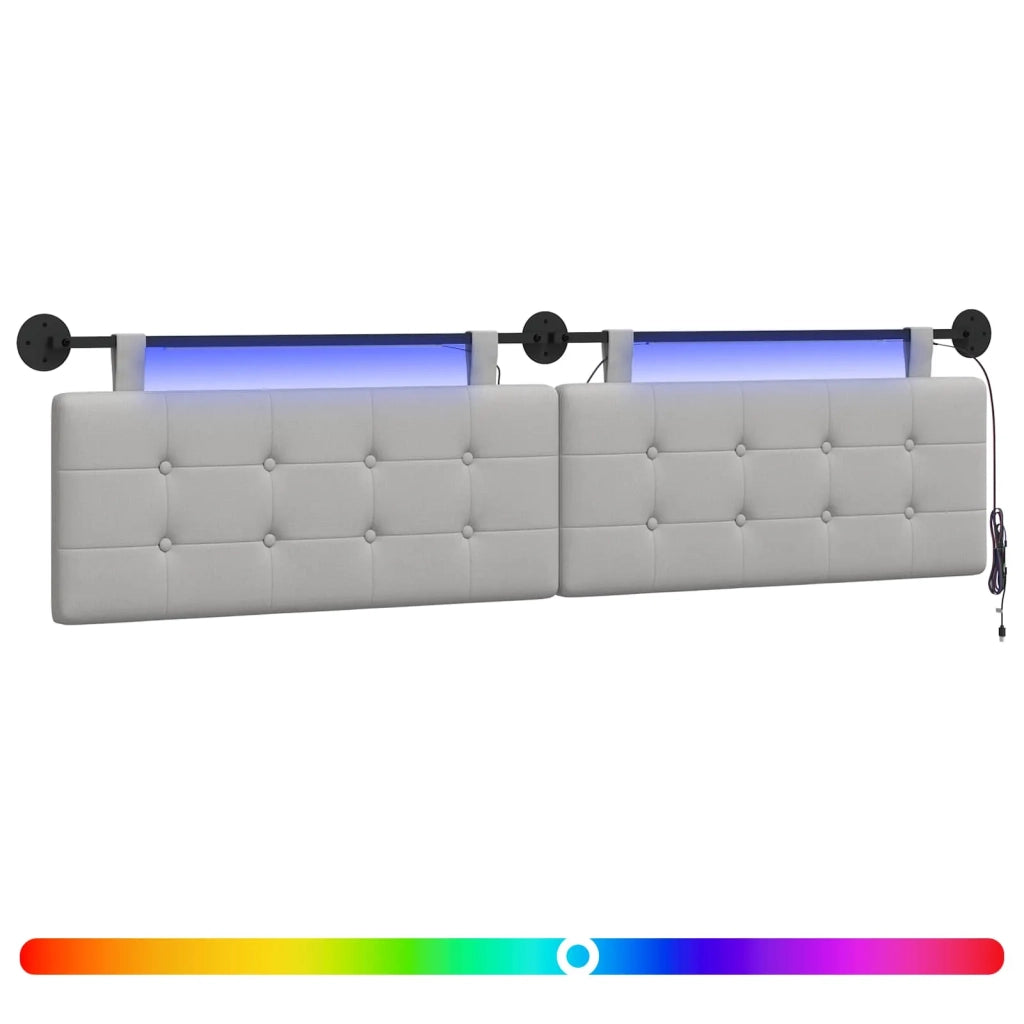 Testiera sospesa Con luce LED Grigio Nuvola Tessuto