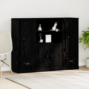 Highboard Nero Rovere 132x35,5x103,5 cm Legno Ingegnerizzato