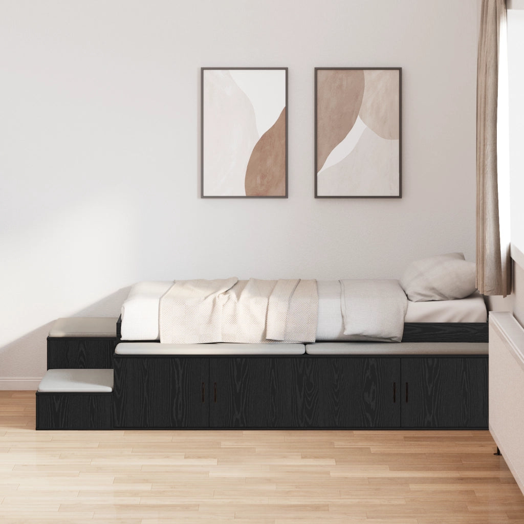 Struttura Letto da Scstorage Nero Rovere 75x190 cm