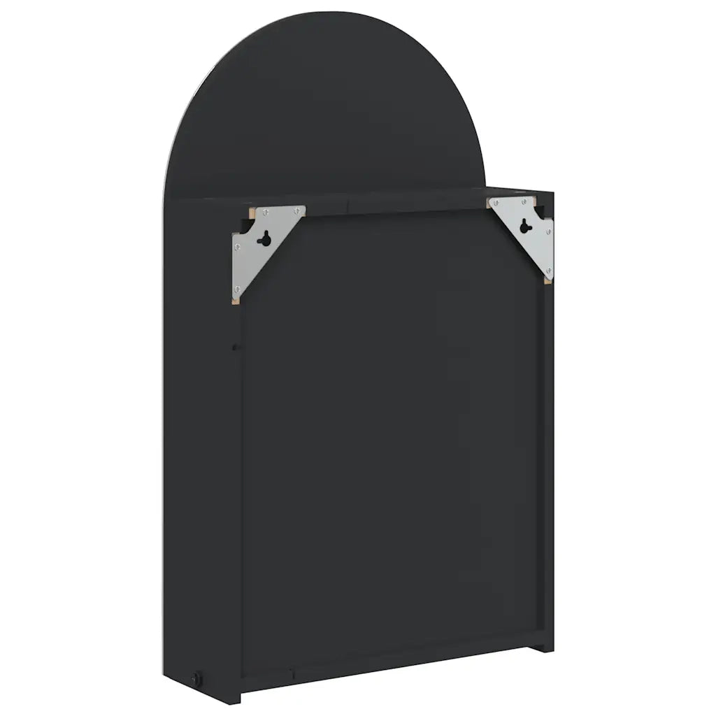 Armadietto Bagno con Specchio e LED-Mobiletto a specchio ad Arco Nero 42x13x70 cm