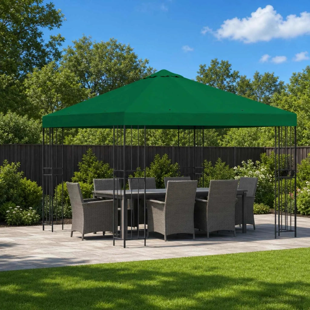 Gazebo | Pergolato 3 x 3 m Verde Poliestere e Acciaio 190 gsm