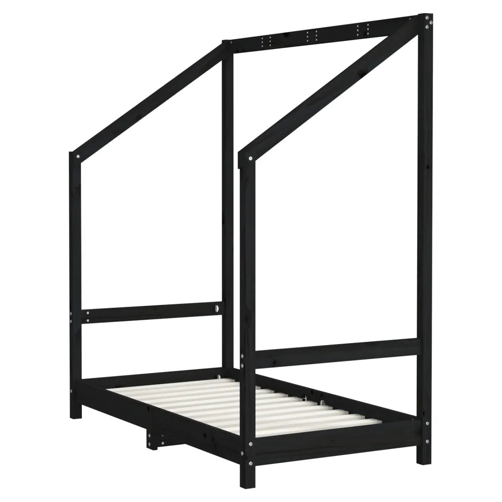 Giroletto per Bambini Nero 2x(70x140) cm Legno Massello di Pino 3200594