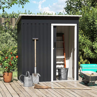 Casetta da giardino esterno, Casetta da giardino in ferro colorato resistente a tutti i climi 163 x 86 CM Grigio-Casette da giardino