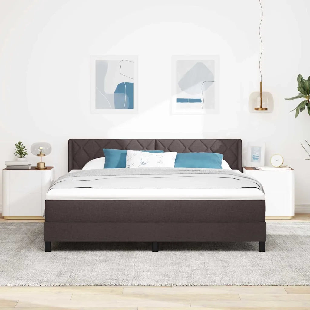 Letto a molle Marrone Scuro 200 x 180 cm Poliestere 3341184