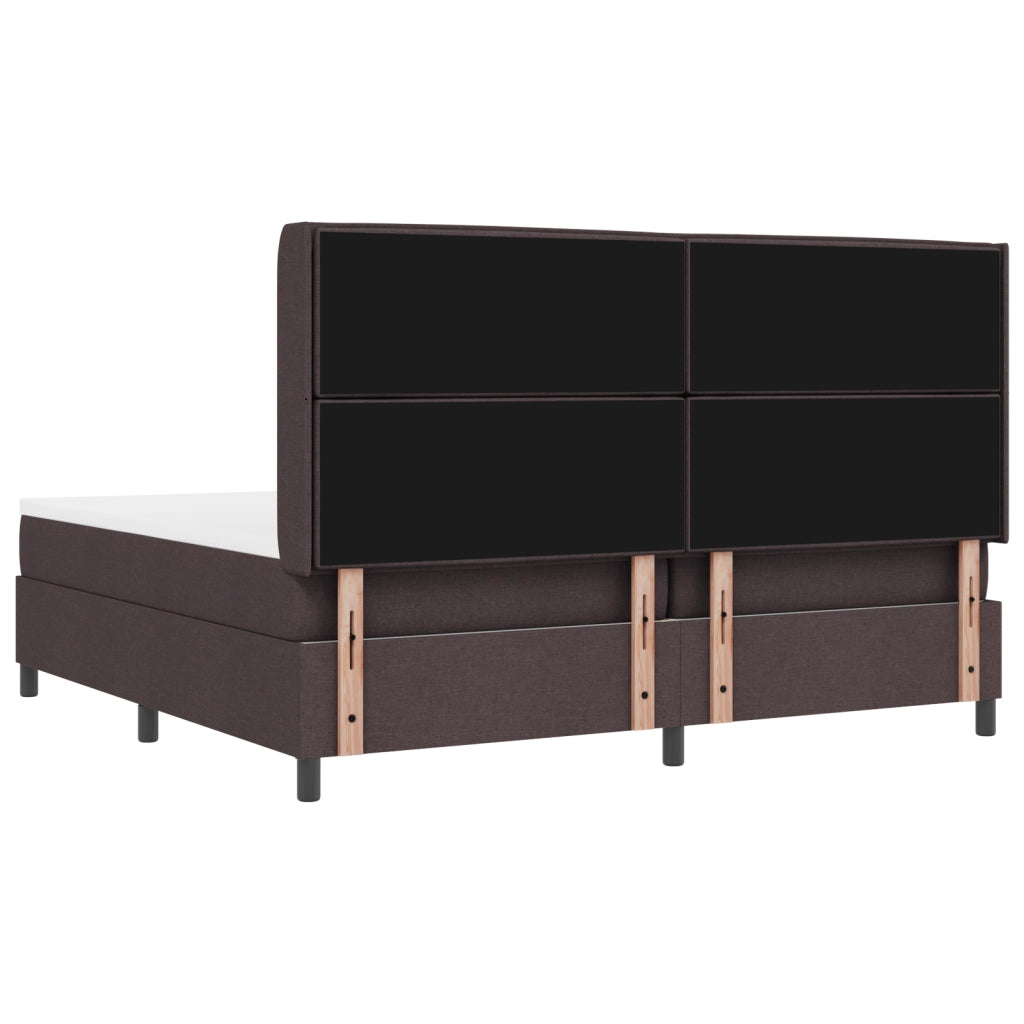 Letto Box Spring con Materasso e LED Marrone Scuro 200x200 cm Tessuto