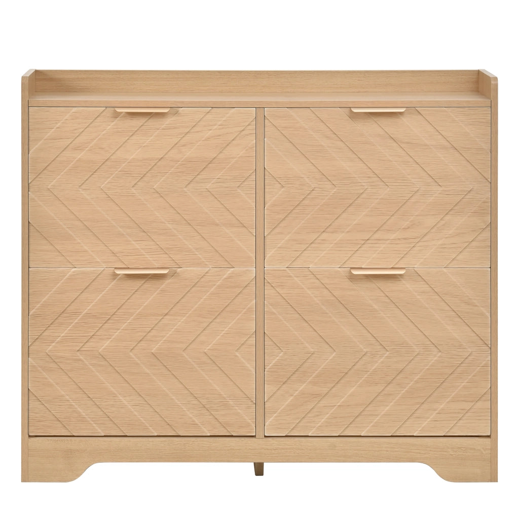 Scarpiera Moderna 105×24×90 cm con 4 Ante a Ribalta; Frontale 3D; Ripiano Superiore e Design Salvaspazio