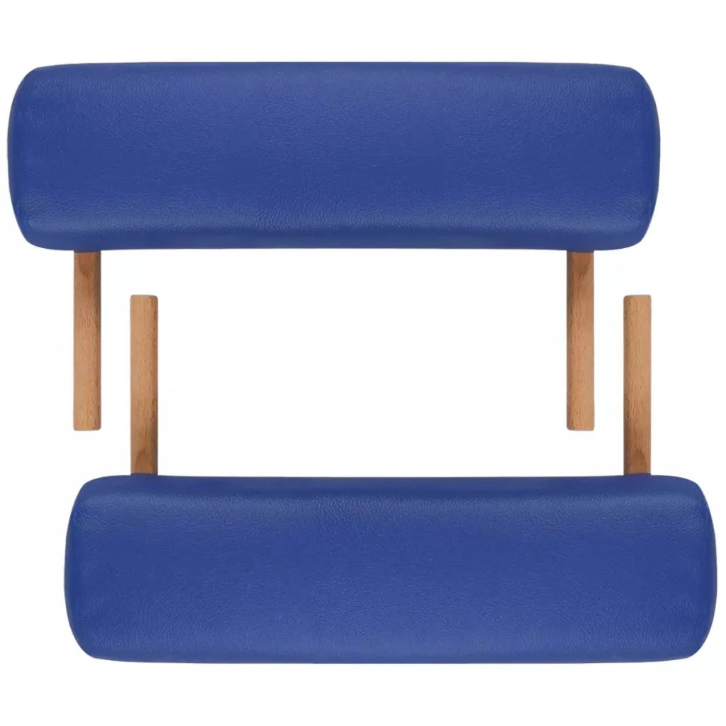 Lettino da massaggio pieghevole a 3 sezioni con struttura in legno blu 02_0001882