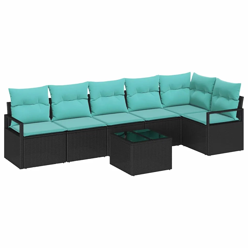 Set di divani 7 pcs Nero polyrattan