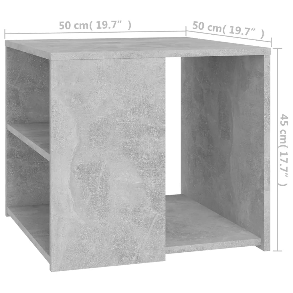 Tavolino-Tavolino da soggiorno-Tavolo Grigio Cemento 50x50x45 cm in Legno Multistrato