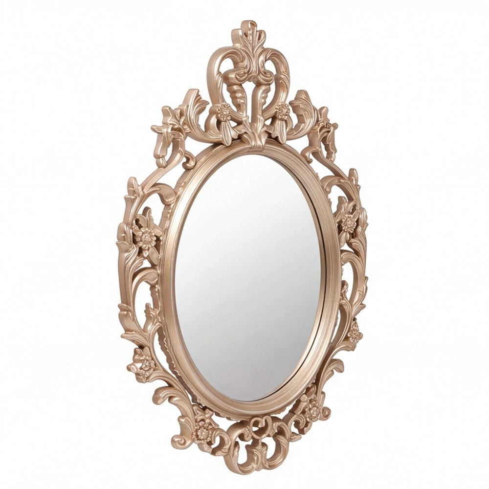 Specchio Decorativo Ovale MR5501 da Parete 36x53 cm con Cornice Barocca Gold