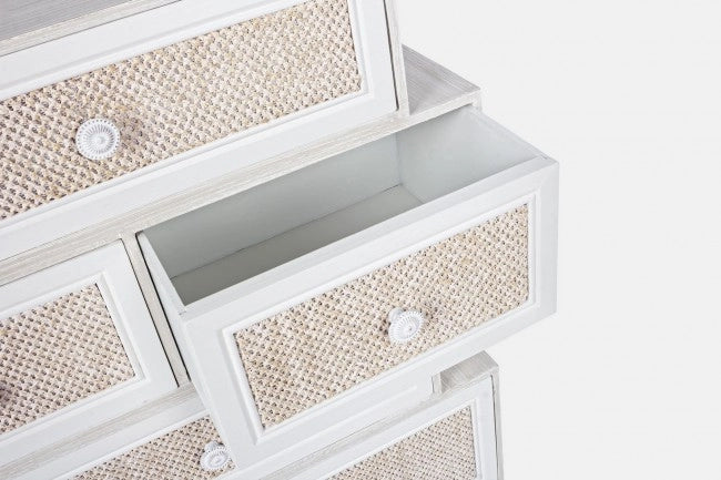 Cassettiera Legno Bianco Boho da Interno - MONIQUE