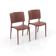 Set 2 sedie in polipropilene 100% Made in Italy SHARP, impilabile, resistente ai raggi UV, design moderno, ideale per sala da pranzo, cucina, sala d’attesa, bar, ristoranti o da esterno colore Mattone