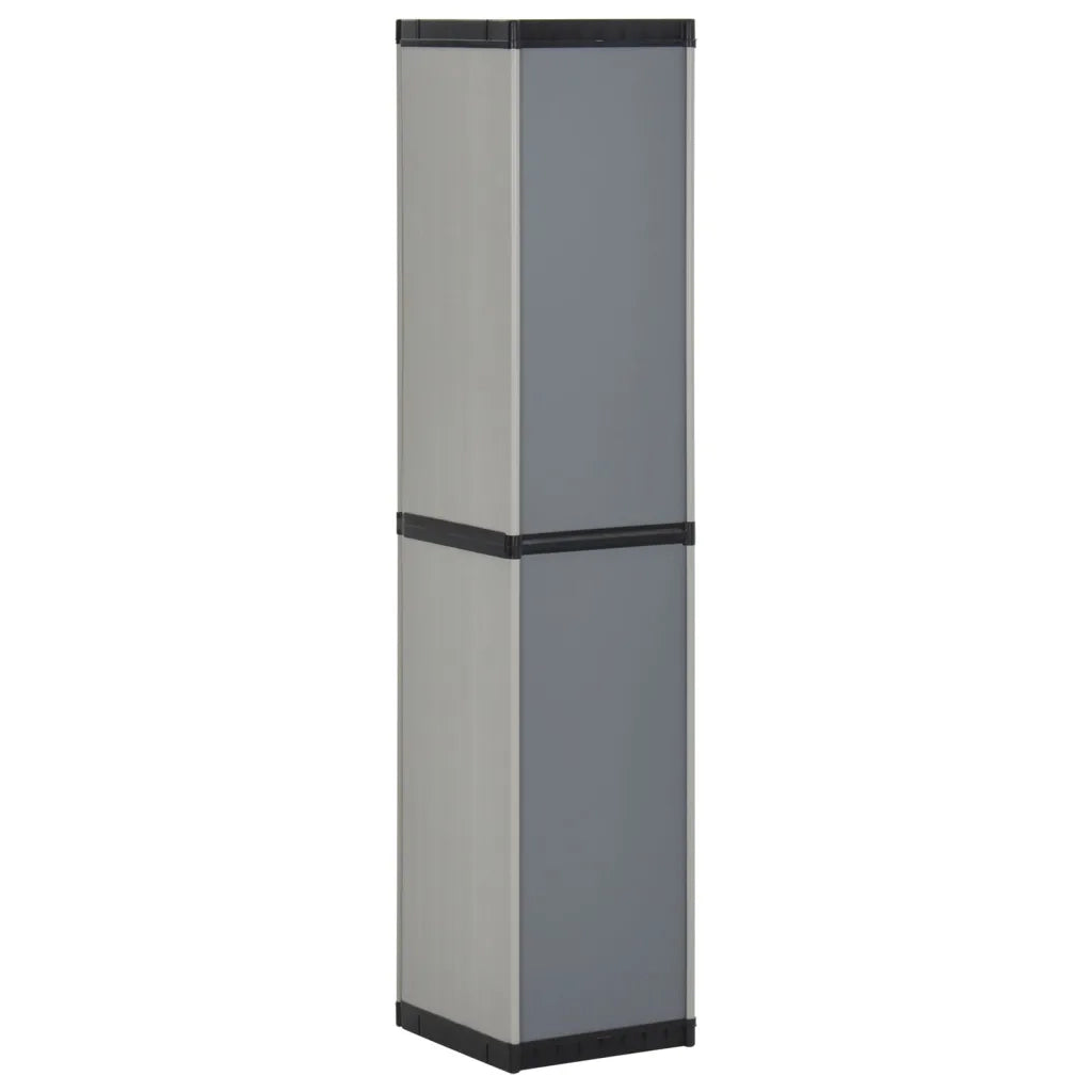 Mobile contenitore da giardino 34 x 40 x 168 cm con 3 ripiani design compatto in PVC grigio 02_0047065