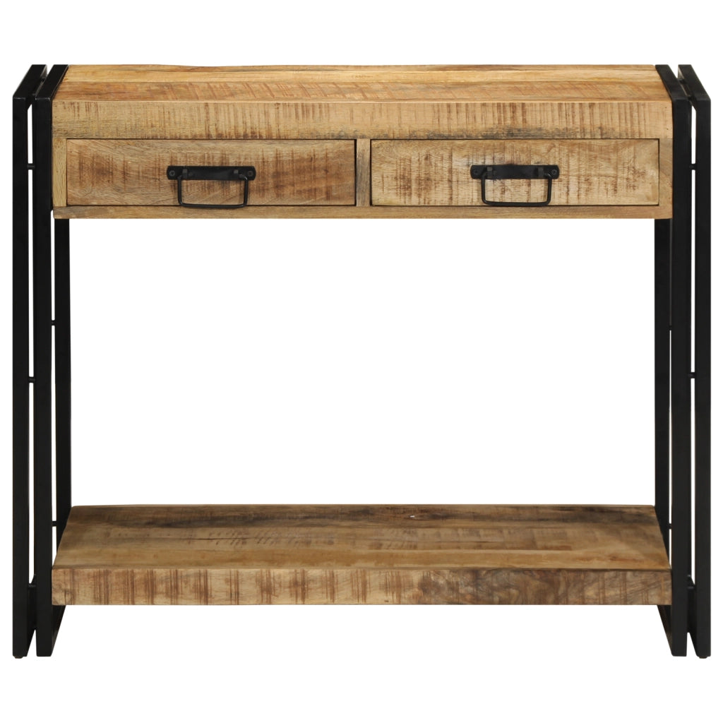 Tavolo Consolle 90x33x75 cm Legno Massello di Mango Grezzo